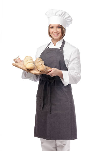 istock happy female chef isolated on white background 816844366