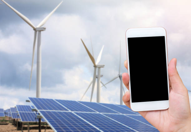 istock Wind turbines and solar panels with the clouds and sky 816846528