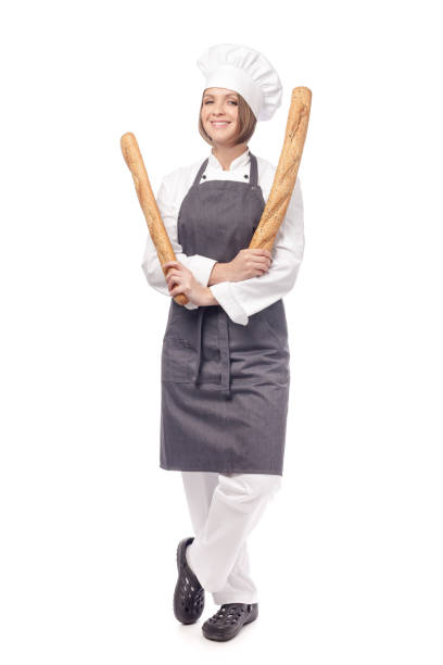 istock happy female chef isolated on white background 816847234