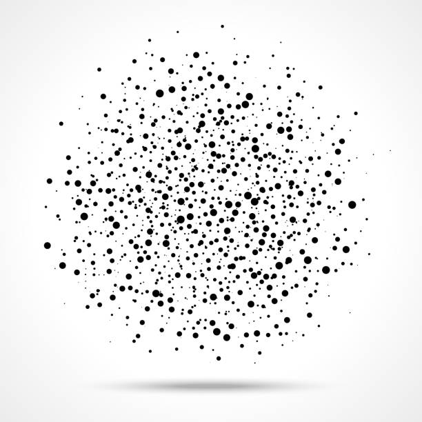 векторная абстрактная сфера черных случайных точек на белом фоне, пятно кругов, элемент векторного дизайна. - blob black splattered spotted stock illustrations