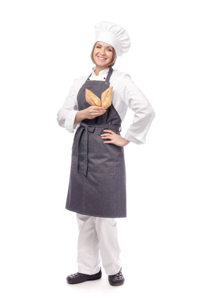 istock happy female chef isolated on white background 816850150