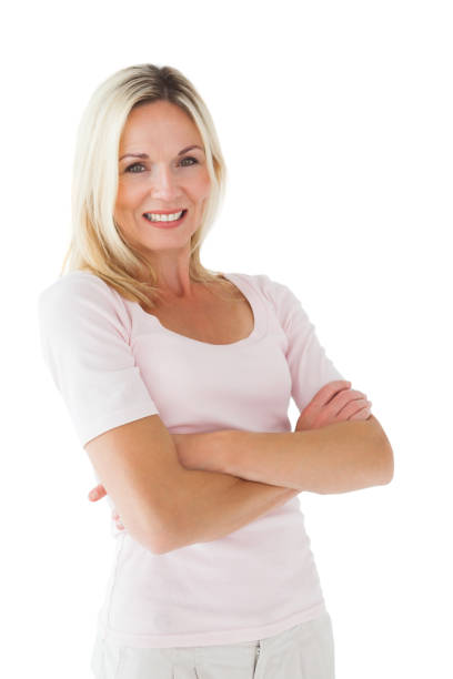 istock Happy blonde smiling with arms crossed 816855868