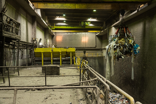 Interior of the waste incineration plant. Industrial concept and technology , many wastes