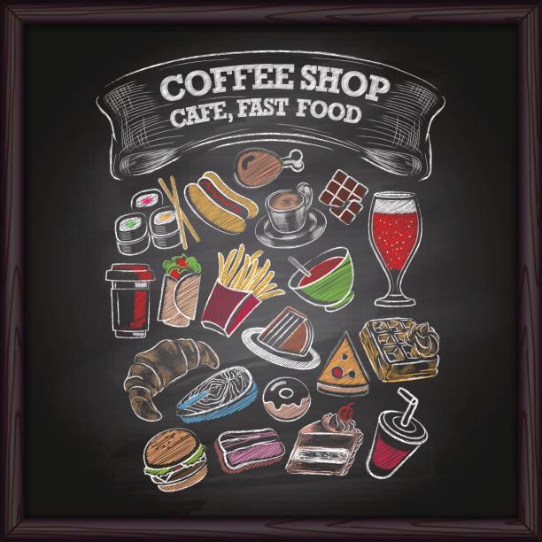 趣味・スポーツ・実用 Chalkart Food Illustration Vol2 CafeFood 390+ Coffee Croissant Chalk Stock Illustrations, Royalty-Free