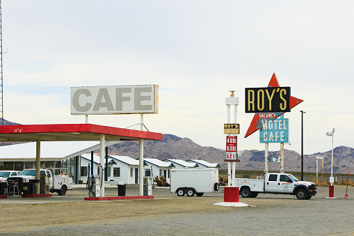 Amboy, U.S.A. - Oct 27 2015: California,the Roy's motel and cafe on the Route 66