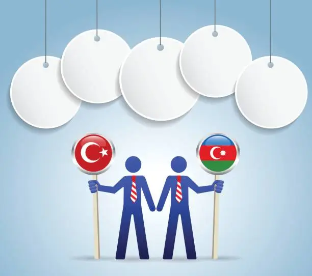 Vector illustration of Businessman turkey - azerbaijan flag concept