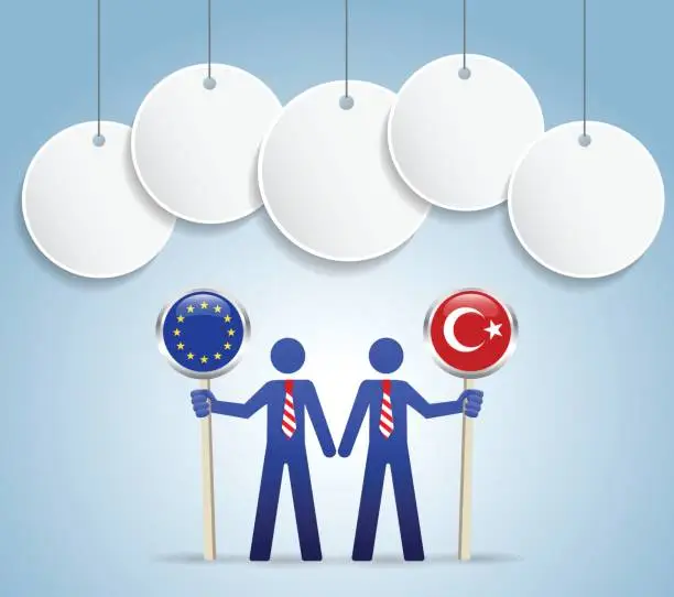Vector illustration of Businessman eu - turkey flag concept