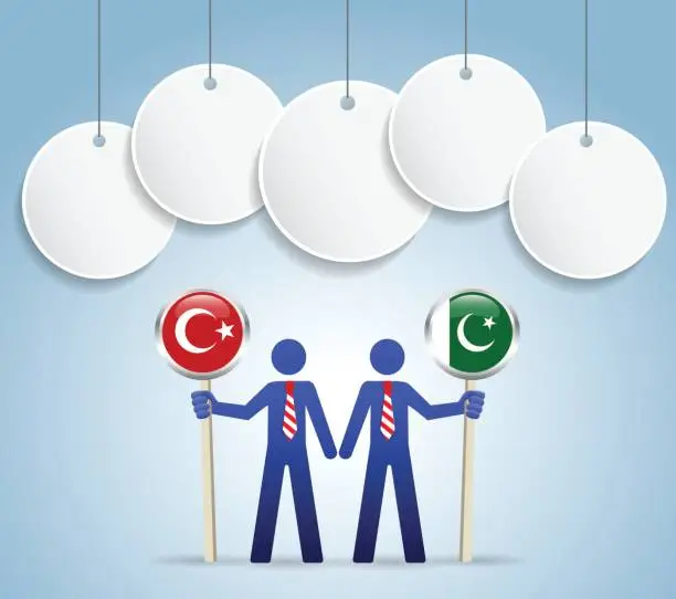 Vector illustration of Businessman turkey - pakistan flag concept