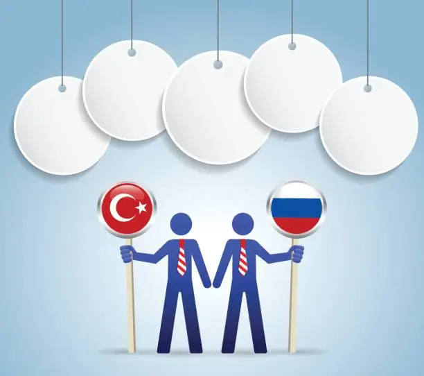 Vector illustration of Businessman turkey - russia flag concept