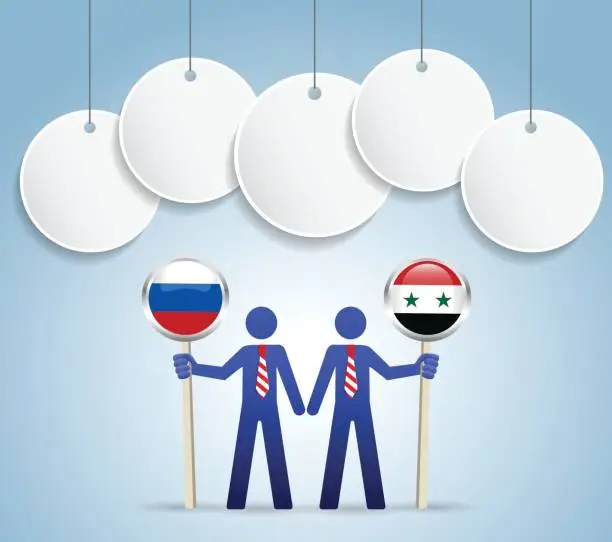 Vector illustration of Businessman russia- syria flag concept