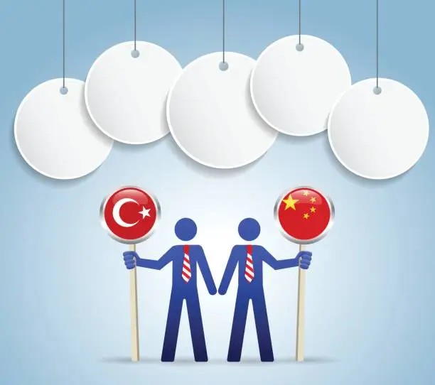 Vector illustration of Businessman turkey - china flag concept