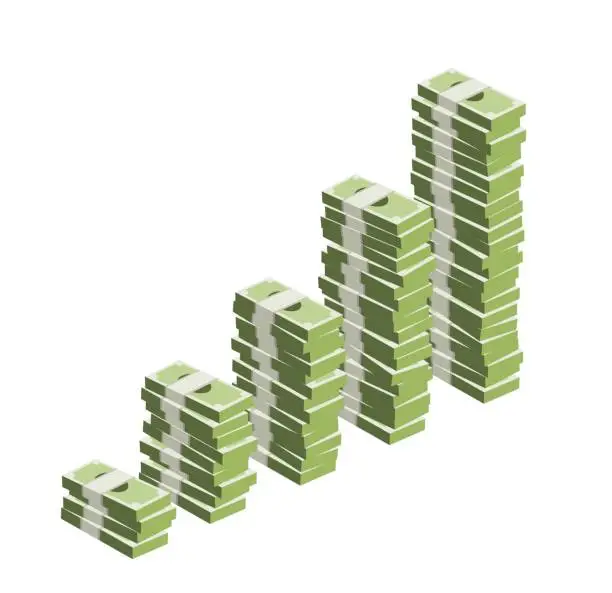 Vector illustration of Stacks of money