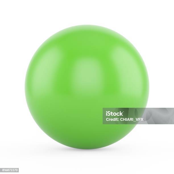 3d Rendering Green Sphere On White Background Stock Photo - Download Image Now - Green Color, Sports Ball, Sphere