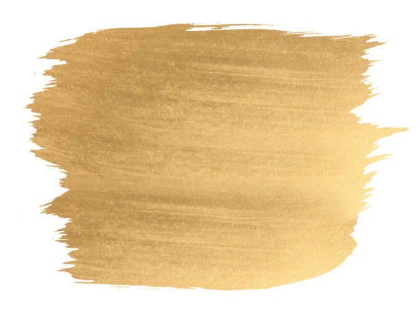 istock Gold watercolor texture paint stain shining brush stroke 816876614