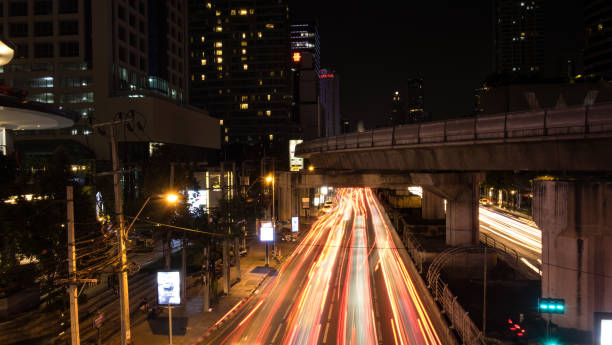 istock Traffic light view from Chongnonsi sky train station 816884280