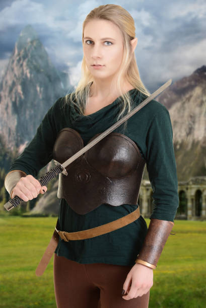 istock female wood elf with a sword 816887274