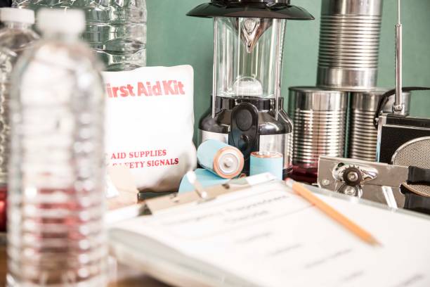 istock Emergency preparation, natural disaster supplies. 816887538