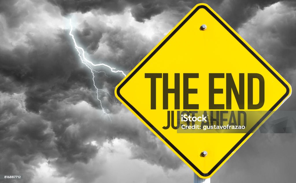 The End The End sign Globe - Navigational Equipment Stock Photo