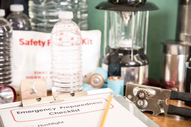istock Emergency preparation, natural disaster supplies. 816887836