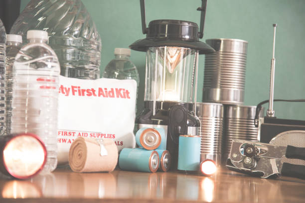 istock Emergency preparation, natural disaster supplies. 816888082