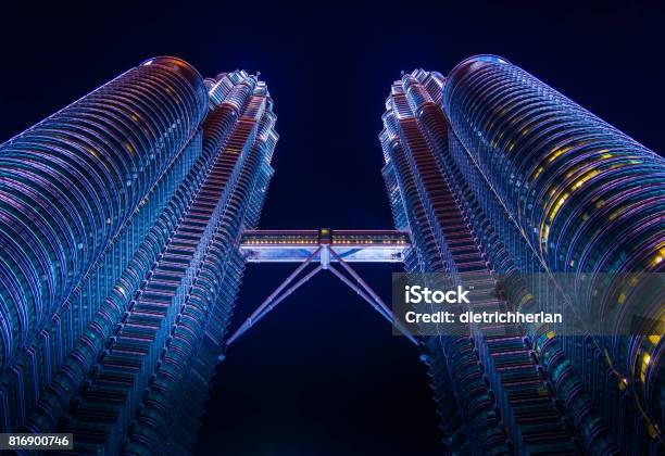 Kuala Lumpur At Night Petronas Twins Towers Malaysia Stock Photo - Download Image Now