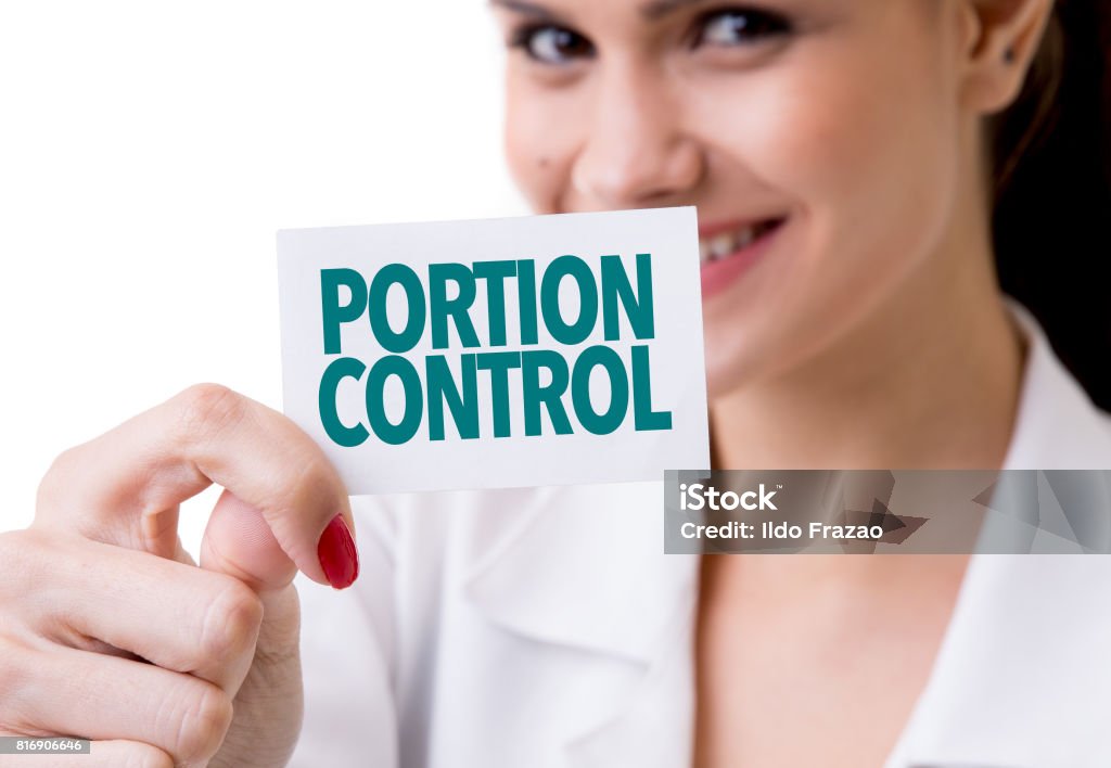 Portion Control Portion Control SIGN Serving Size Stock Photo