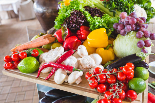 A lot of vegetables on the table.