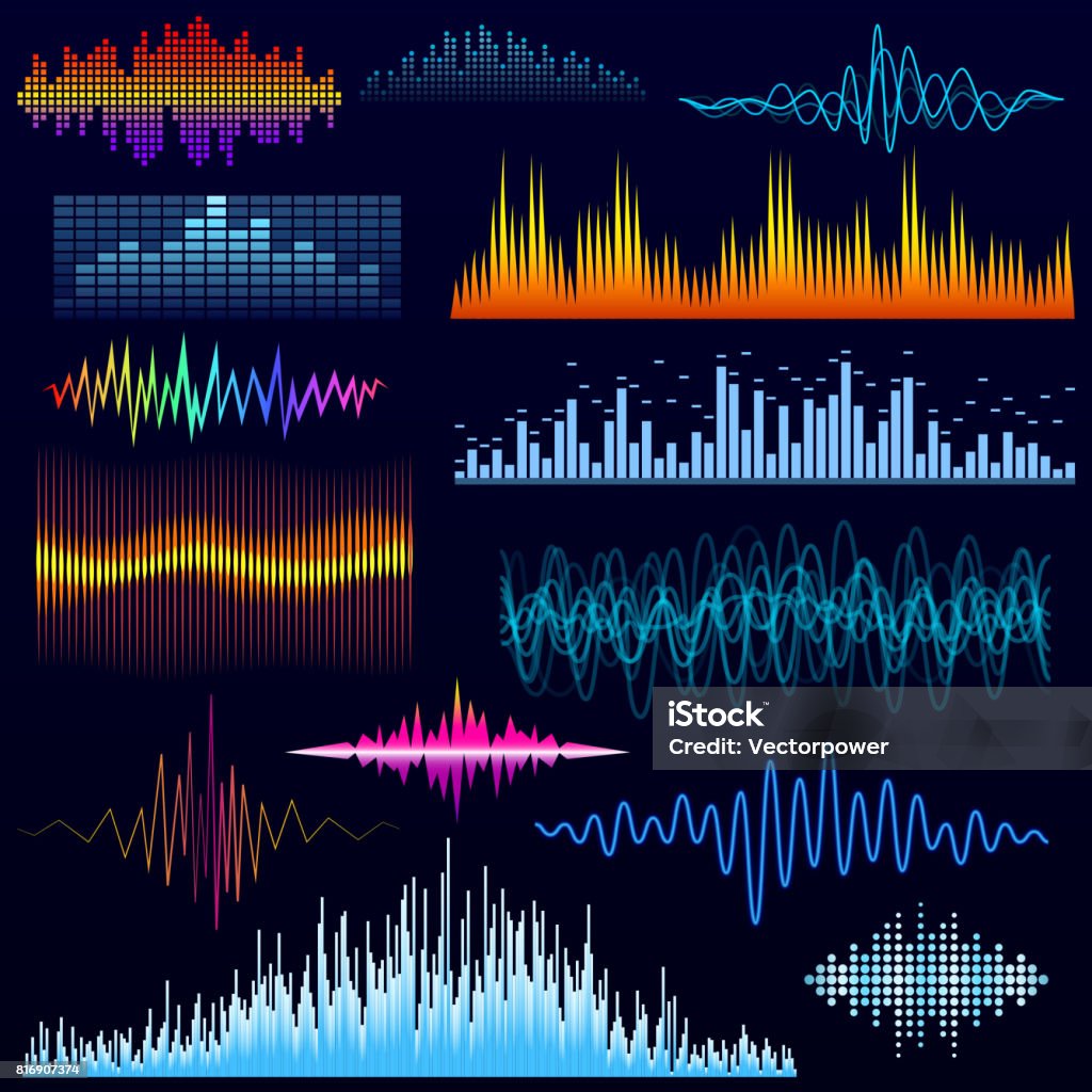 Ondes audio de la musique numérique d’égaliseur Vector illustration de visualisation pour le signal audio modèle de conception - clipart vectoriel de Bar libre de droits