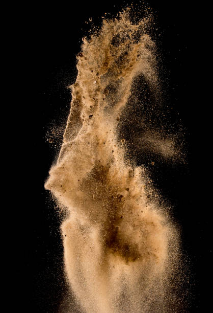istock Sandy explosion isolated on over dark background,Abstract sand cloud,Motion blur 816918100