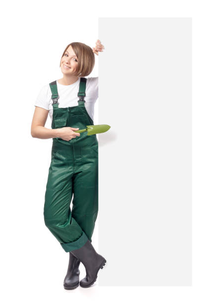 istock woman professional gardener isolated on white background 816918158