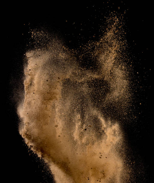 istock Sandy explosion isolated on over dark background,Abstract sand cloud,Motion blur 816918454