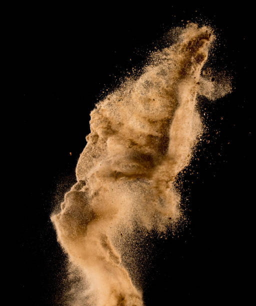 istock Sandy explosion isolated on over dark background,Abstract sand cloud,Motion blur 816918662