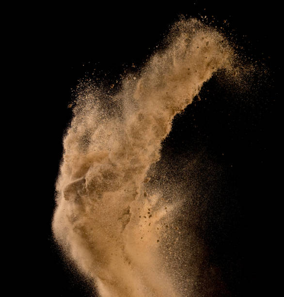 istock Sandy explosion isolated on over dark background,Abstract sand cloud,Motion blur 816918758