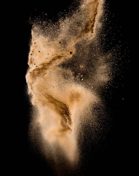 istock Sandy explosion isolated on over dark background,Abstract sand cloud,Motion blur 816923642
