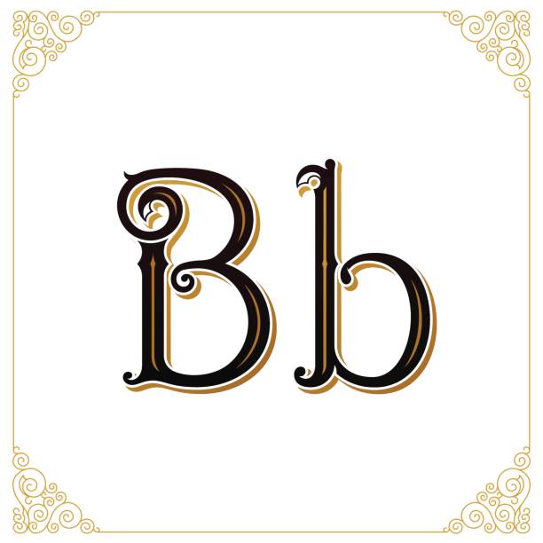 Vector Vintage Font. Letter and monogram in the calligraphic style. Qualitative manual work Vector Vintage Font. Letter B and monogram in the calligraphic style. Qualitative manual work for the emblem. Alphabet in the Baroque style fancy letter b drawing stock illustrations