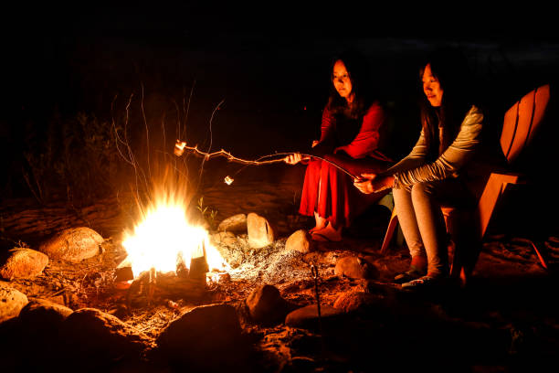 istock Two young women roast marshmallows on the beach 816953974