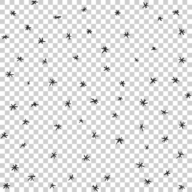 Vector seamless hand drawn stars and snow pattern. Snowfall vector illustration. Vector seamless hand drawn stars and snow pattern. Snowfall vector illustration. snowflake shape drawings stock illustrations