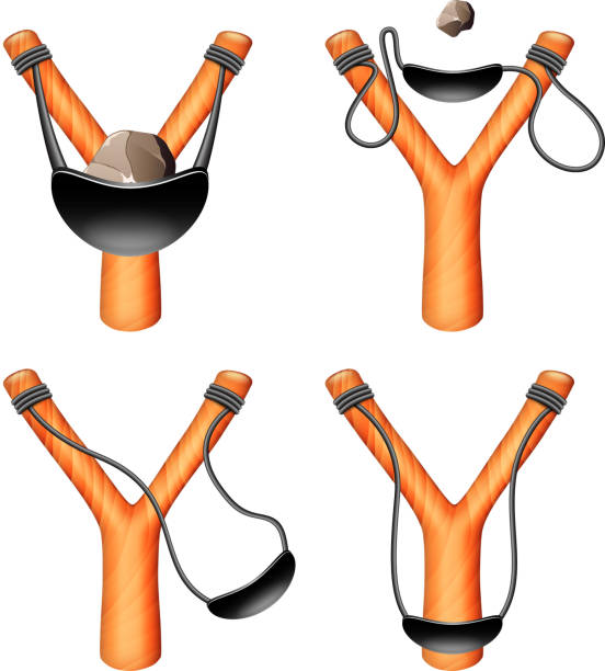 Slingshot isolated on white vector Slingshot isolated on white photo-realistic vector illustration rubber rocks stock illustrations