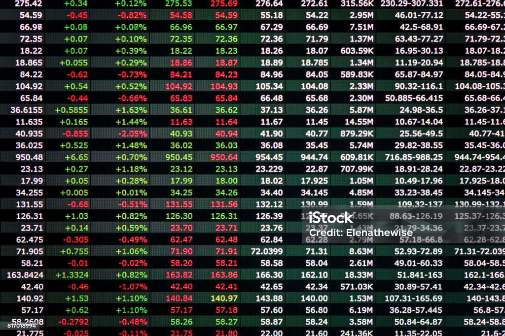 Trading screen Stock market numbers and financial data displayed on trading screen of online investing platform Stock Market and Exchange Stock Photo