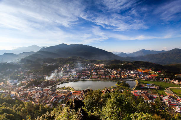 View of Sapa city View of Sapa city town criers stock pictures, royalty-free photos & images