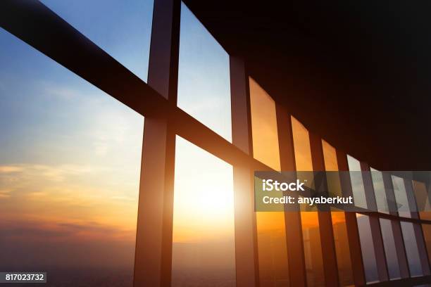 Abstract Business Interior Stock Photo - Download Image Now - Building Exterior, Window, Orange Color