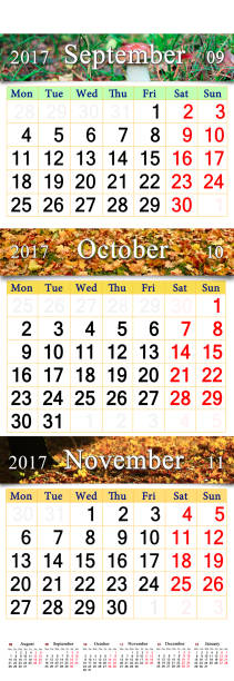 istock calendar for October November and December 2017 with colored pictures 817026300