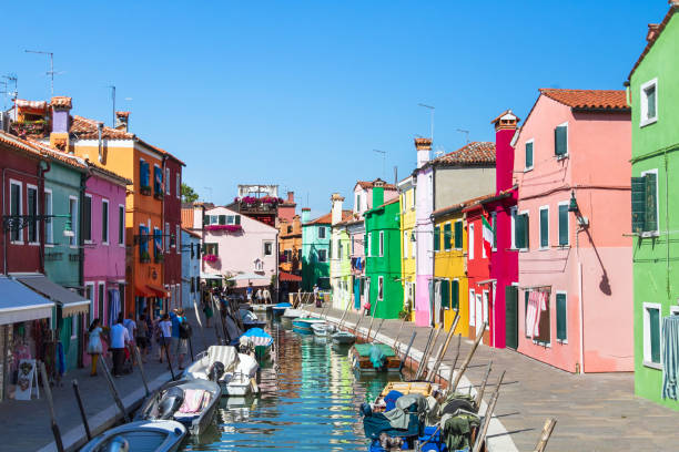 colorful houses in Italy, Burano, Venice colorful street of Burano island, canal in Venice, multicolored houses in Italy 2632 stock pictures, royalty-free photos & images