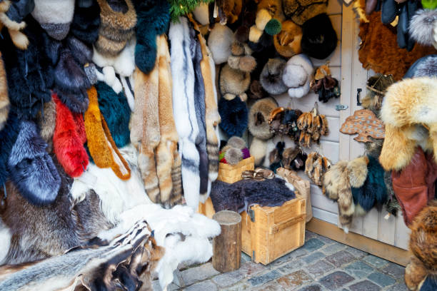istock Fur items on Christmas market in Riga 817036824