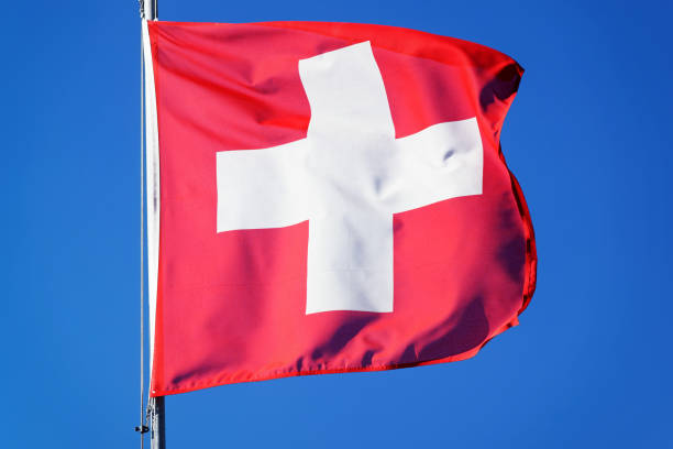 istock Swiss Flag waving on wind 817037348
