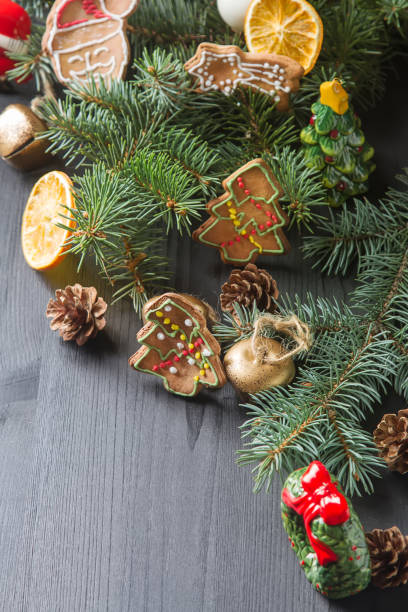 istock Merry christmas holiday decoration background with ginger man sn 817048362