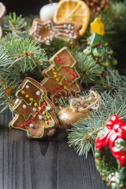 istock Merry christmas holiday decoration background with ginger man sn 817050580