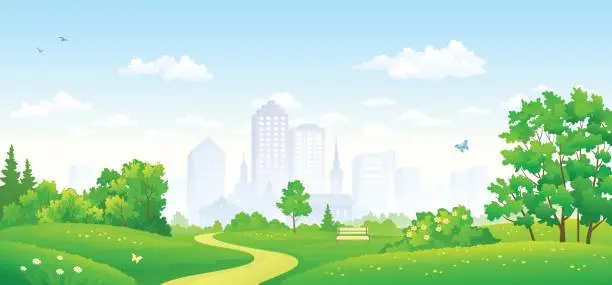 Vector illustration of City park panorama