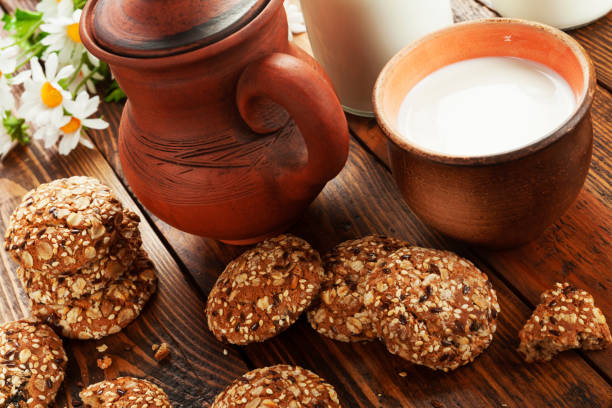 istock Oatmeal cookies and milk 817131598