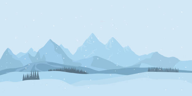 ilustraciones, imágenes clip art, dibujos animados e iconos de stock de fondo de paisaje de invierno. vector de - mountain mountain range winter landscape